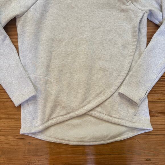 Athleta light gray asymmetrical zipper mock neck crisscross sweater SIZE S - Picture 3 of 6